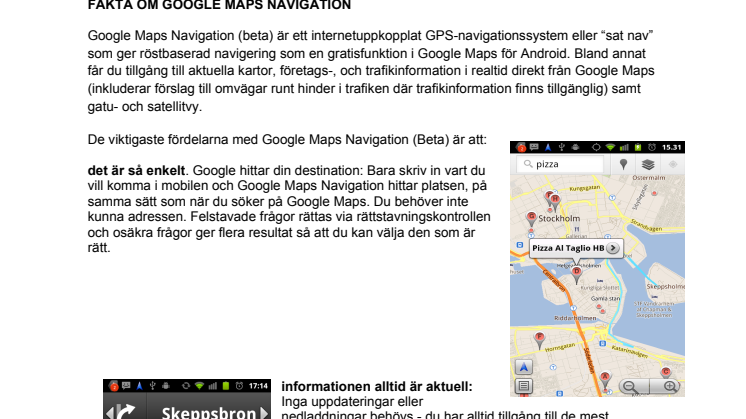 Fakta om Google Maps Navigation