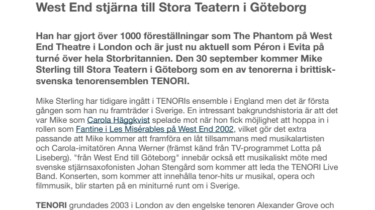 TENORI - "från West End till Göteborg"