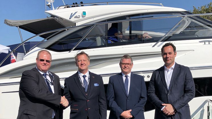 High res image - PMYS - From left: Colin Capewell, MD Princess Motor Yacht Sales; Robbie Head, Princess Ibiza; Roger Lipman, Sales Director Princess Motor Yacht Sales; Will Green, Chief Sales Officer Princess Yachts