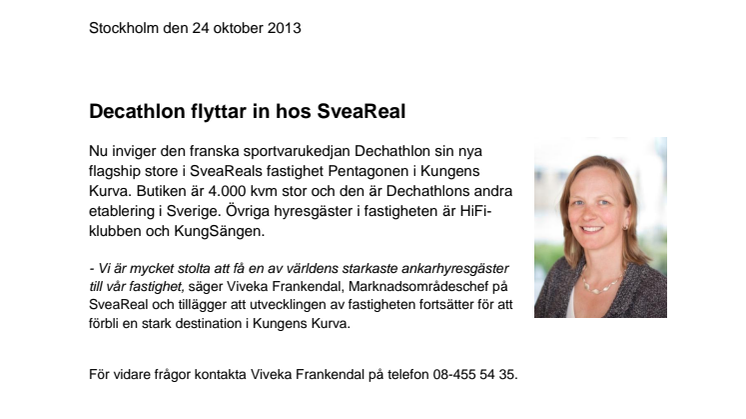 Decathlon flyttar in hos SveaReal 