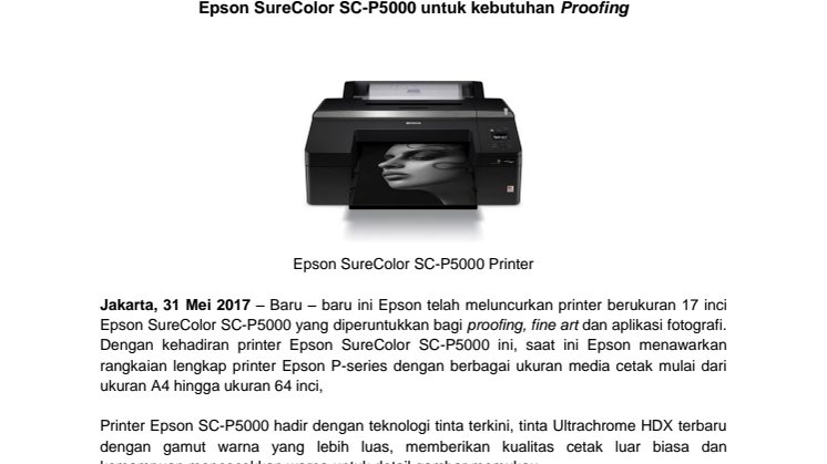 Epson SureColor SC-P5000 untuk kebutuhan Proofing 