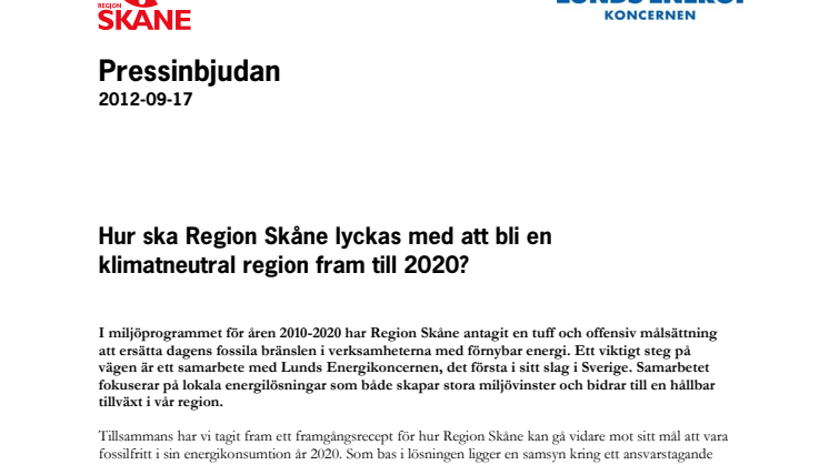 Hur ska Region Skåne lyckas med att bli klimatneutral fram till 2020?