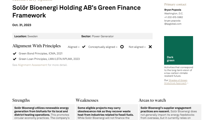 Green Finance Report: SPO Report