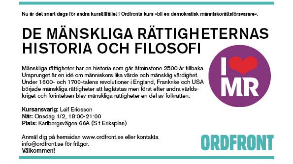 Kurs: De mänskliga rättigheternas filosofi och historia 