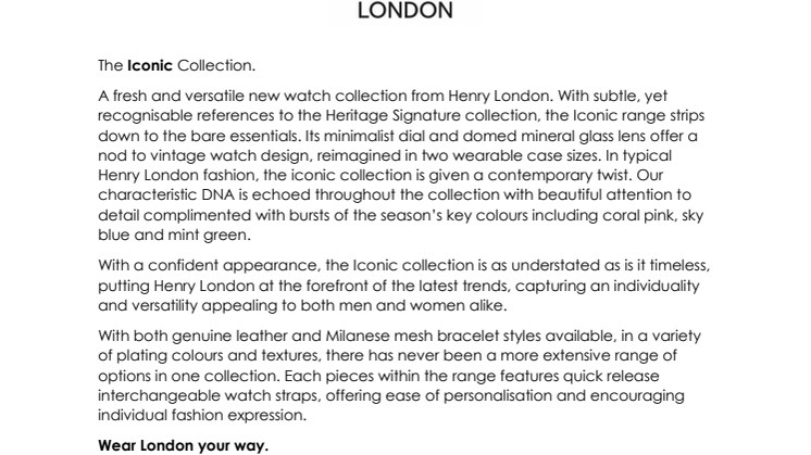 Henry London presenterer The Iconic collection