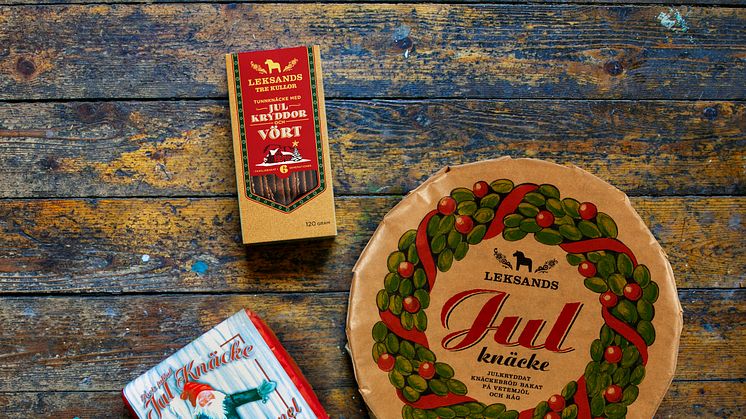 Julknäcke 2018:  Julknäcke Original, ett rundknäcke med färskmalda julkryddor, tunnknäcket Tre Kullor Julkryddor och Vört och 2018 års Julknäcke - Äpple och Kanel. 
