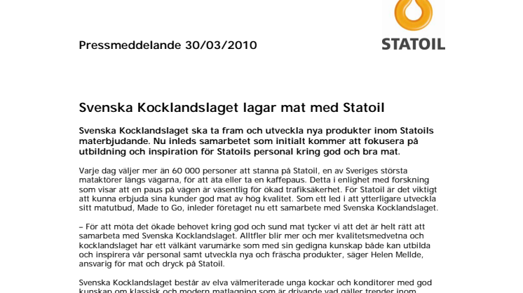 Svenska Kocklandslaget lagar mat med Statoil