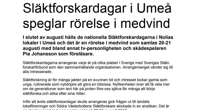 Nationella Släktforskardagarna i Umeå speglar rörelse i medvind 