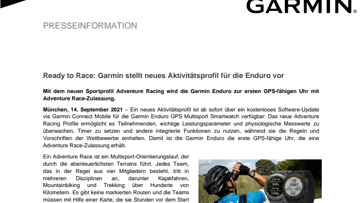 PM Garmin Adventure Race Aktivitätsprofil Enduro