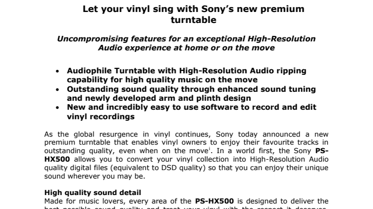 Upplev skivsamlingen på ett nytt sätt med Sonys nya vinylspelare
