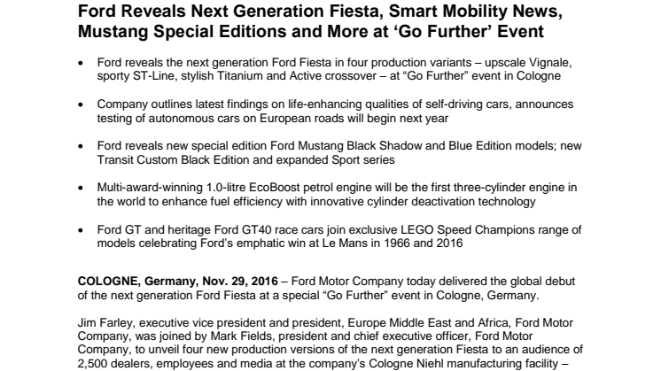 Ford afslører ny Fiesta - og meget mere - ved Go Further 
