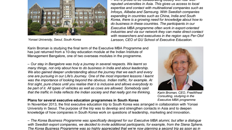 The Gothenburg Executive MBA programme strengthens its position in Asia
