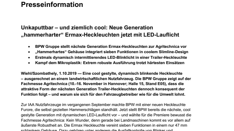 Unkaputtbar – und ziemlich cool: Neue Generation „hammerharter“ Ermax-Heckleuchten jetzt mit LED-Lauflicht