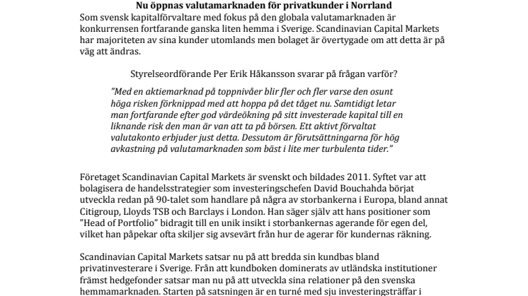 Scandinavian Capital Markets inleder vårturné i Norrland 