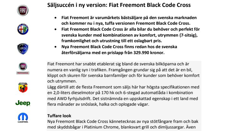 Säljsuccén i ny version: Fiat Freemont Black Code Cross