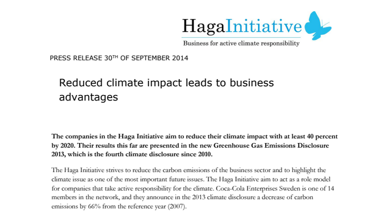 Reduced climate impact leads to business advantages
