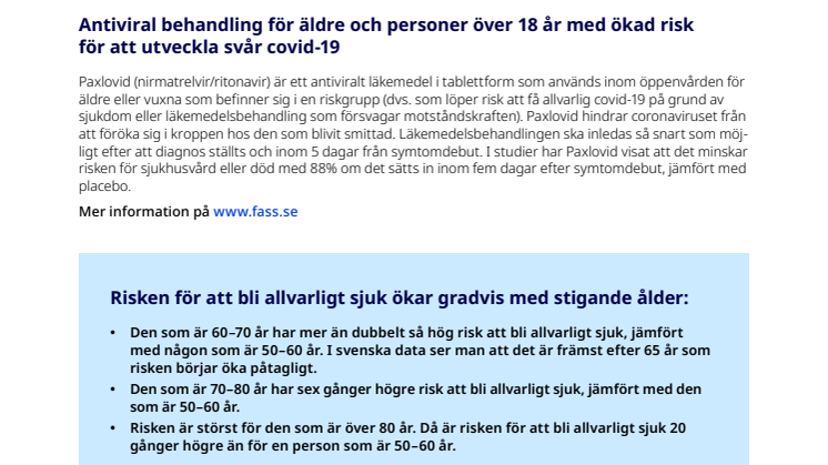 Faktablad: Sjukdomsstatistik covid-19