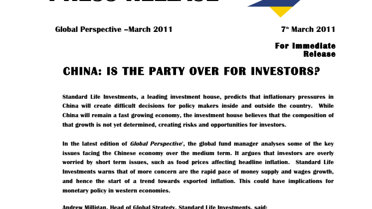 Kina exporterar inflation – Global Perspective mars 2011