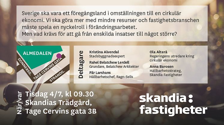 Almedalen: Fastigheternas nyckelroll i en cirkulär ekonomi