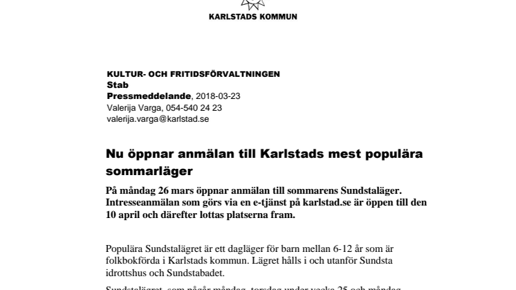 ​Nu öppnar anmälan till Karlstads mest populära sommarläger