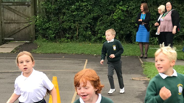 Children do the Daily Mile at Chantlers Primary School in Bury