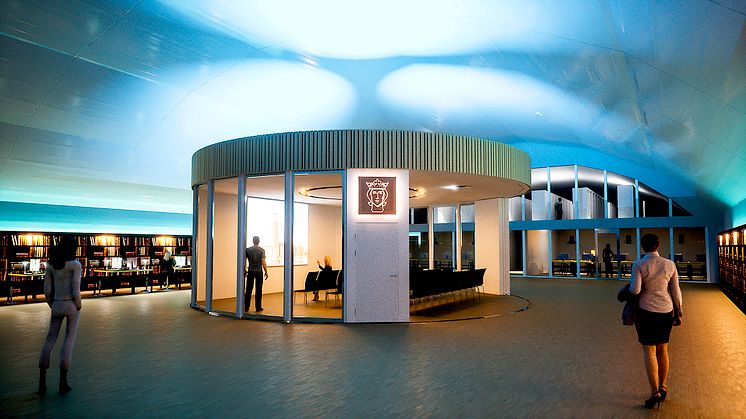 Ljuskonsten i nya Stadsarkivet Liljeholmen är designad av ljuskonstnären Ellen Ruge. Bild: Stadsarkivet