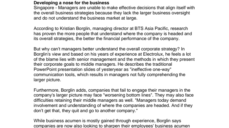 BTS chef i Singapore intervjuad i Human Resource Online