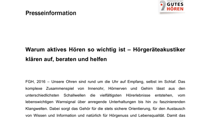 ​Warum aktives Hören so wichtig ist – Hörgeräteakustiker klären auf, beraten und helfen