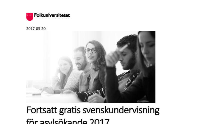 Fortsatt gratis svenskundervisning  för asylsökande 2017