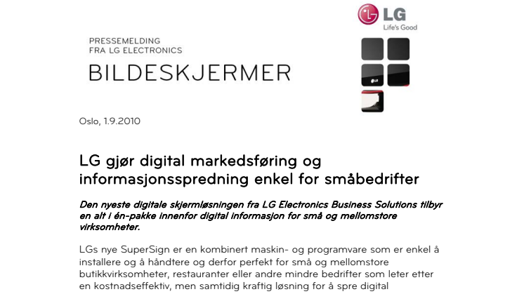 LG gjør digital markedsføring og informasjonsspredning enkel for småbedrifter 