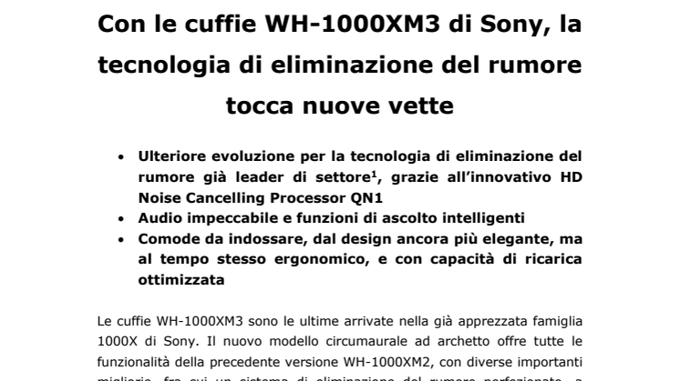 Con le cuffie WH-1000XM3 di Sony, la tecnologia di eliminazione del rumore tocca nuove vette