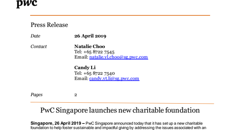 PwC Singapore launches new charitable foundation