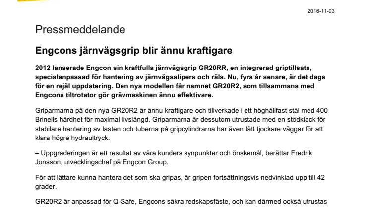 Engcons järnvägsgrip blir ännu kraftigare