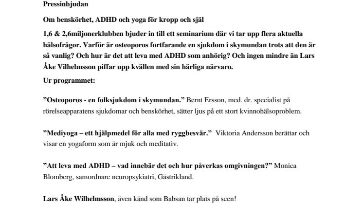 Om benskörhet, ADHD och yoga för kropp och själ