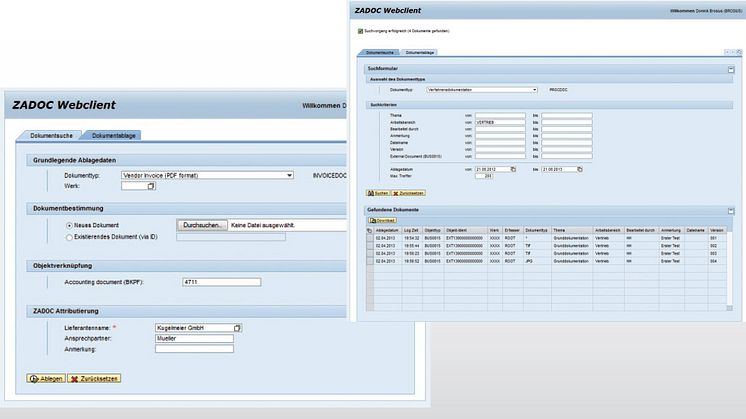 SAP-übergreifende Dokumentensuche und -archivierung in SAP mit KGS ZADOC