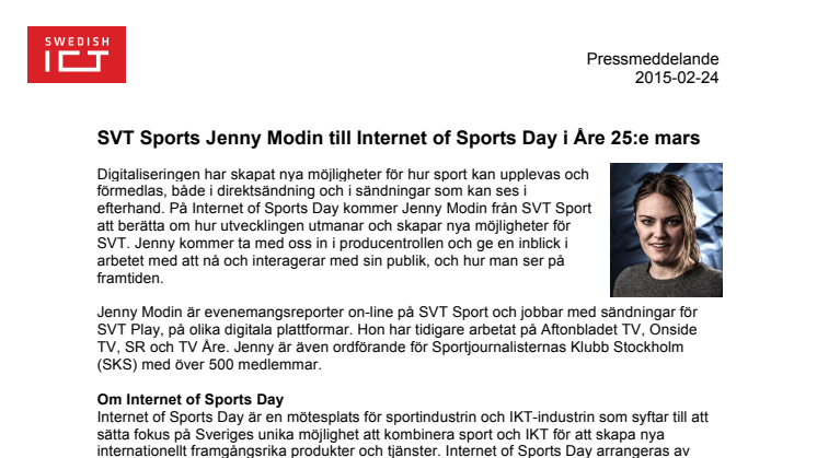 SVT Sports Jenny Modin till Internet of Sports Day 