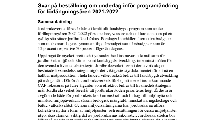 Yttrande om programändring för övergångsåren LBP