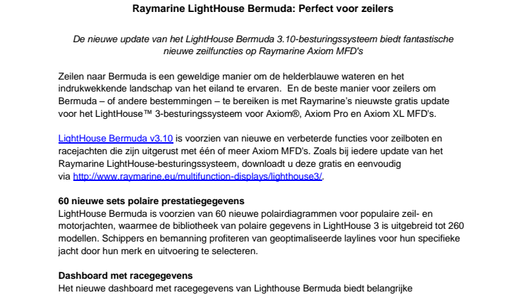 Raymarine LightHouse Bermuda: Perfect voor zeilers