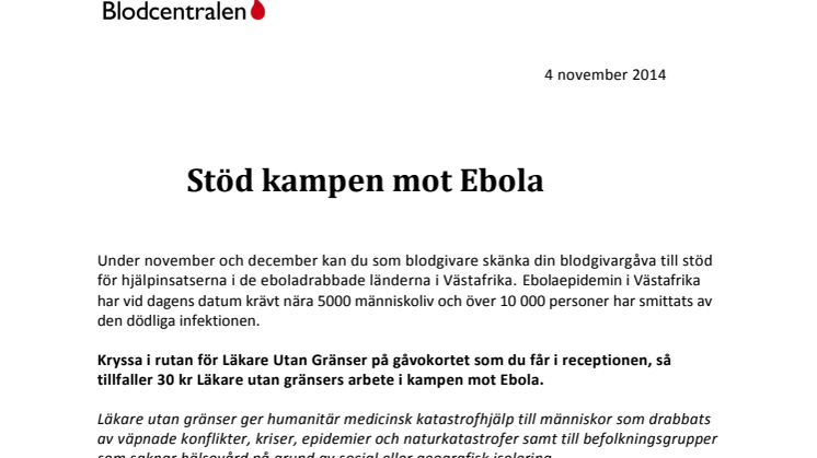 Stöd kampen mot Ebola 