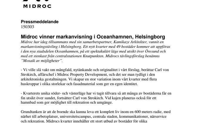 Midroc vinner markanvisning i Oceanhamnen, Helsingborg
