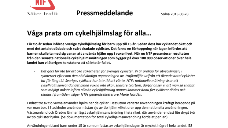 Våga prata om cykelhjälmslag för alla…