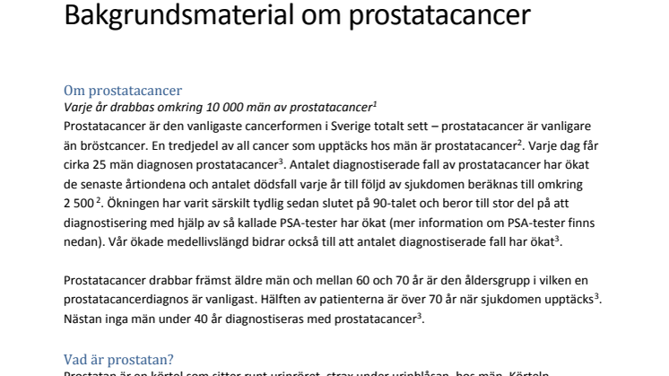 Bakgrundsmaterial om prostatacancer