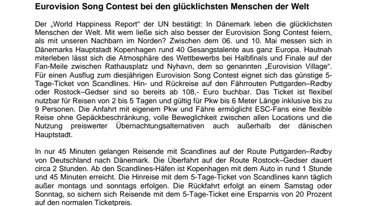 Eurovision Song Contest bei den glücklichsten Menschen der Welt