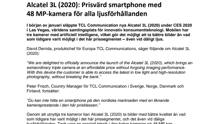 Alcatel 3L (2020): Prisvärd smartphone med  48 MP-kamera för alla ljusförhållanden