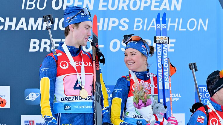 Anton Ivarsson och Sara Andersson vann EM Guld i Brezno-Osrblie. Bild: Nordic Focus 