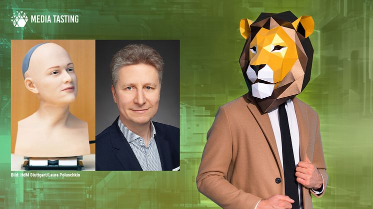 KI mit menschlichem Gesicht: Media Tasting zeigt erstmals Androiden KI-Kopf der Hochschule der Medien