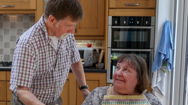 Stroke survivor Anne with carer husband John, Cardiff