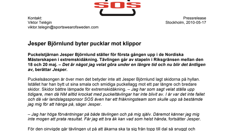 Jesper Björnlund byter pucklar mot klippor