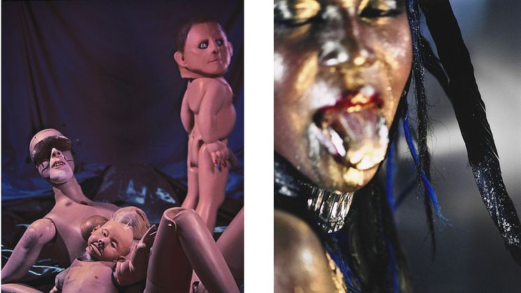 Cindy Sherman: “Untitled # 312” (1994) and Marilyn Minter: “Wangechi Gold 1”( 2009)