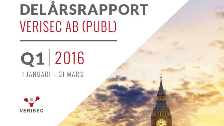 Delårsrapport Verisec AB (publ) 1 januari – 31 mars 2016